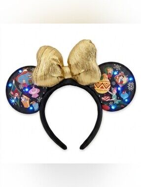 Disney Parks Minnie Mouse Light Up Ears Headband 2023 Christmas Ornament Bow